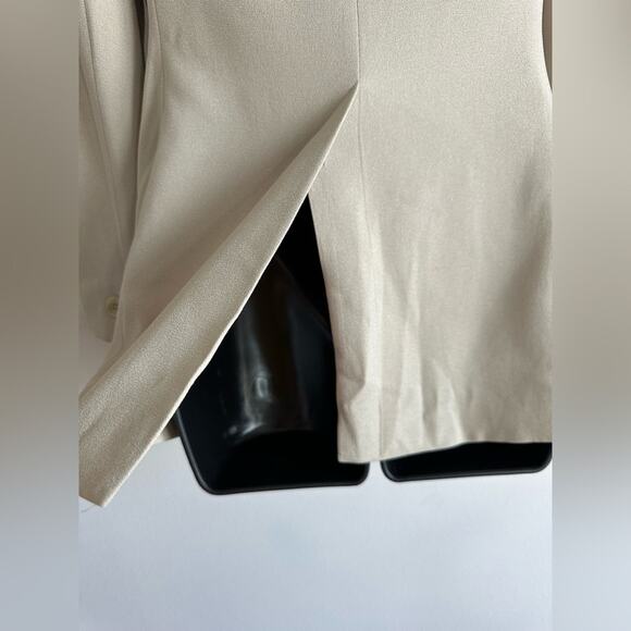 Vintage 90s Double-Breasted Blazer Oversized Longline Beige Power Blazer size 2P - Picture 4 of 7